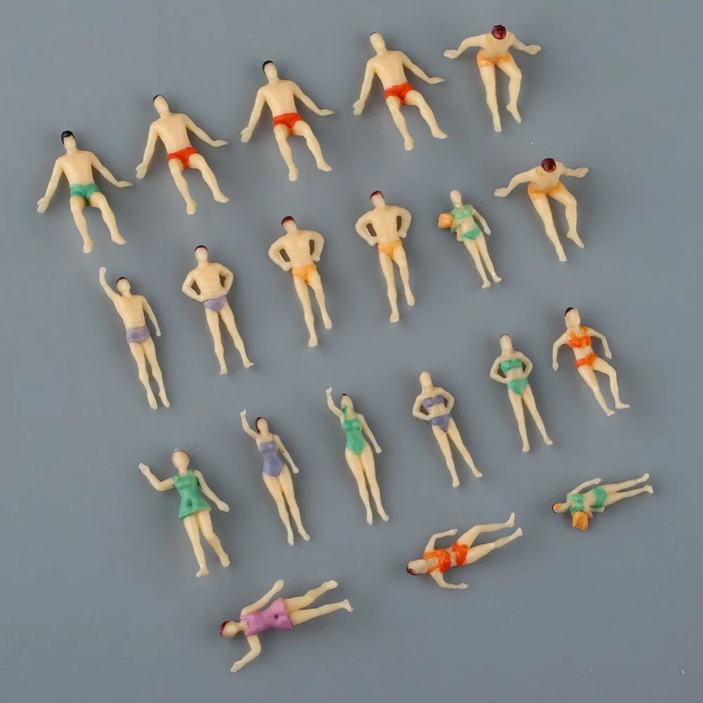 20Pcs/Pack Plastic Assorted 1:75 Painted Model Beach Sea Swimmer Swimming People Figures Model Train Layout Landscape Toys