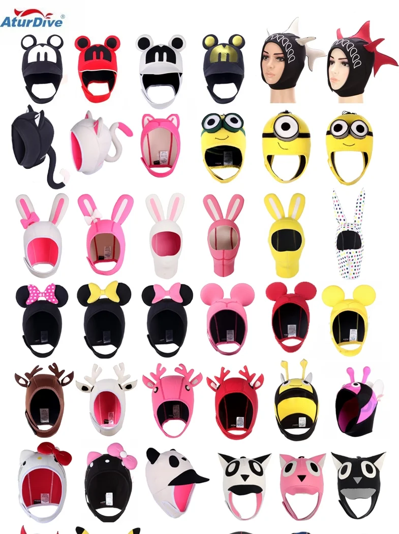 Adult Sunscreen Ultraviolet Diving Cap Cartoon Diving Winter Swimming Snorkeling diving hood for Male and Female Children 4