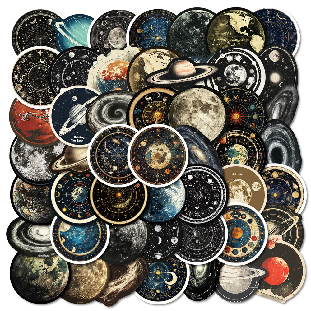 50pcs Galaxy Space Stickers For Phone Case Guitar Laptop Suitcase Ipad DIY Craft Supplies Cute Sticker Vintage