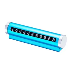 Revolving Aluminum Temporary Parking Number Plate with Car-Styling Stickers - 1PC (Blue)