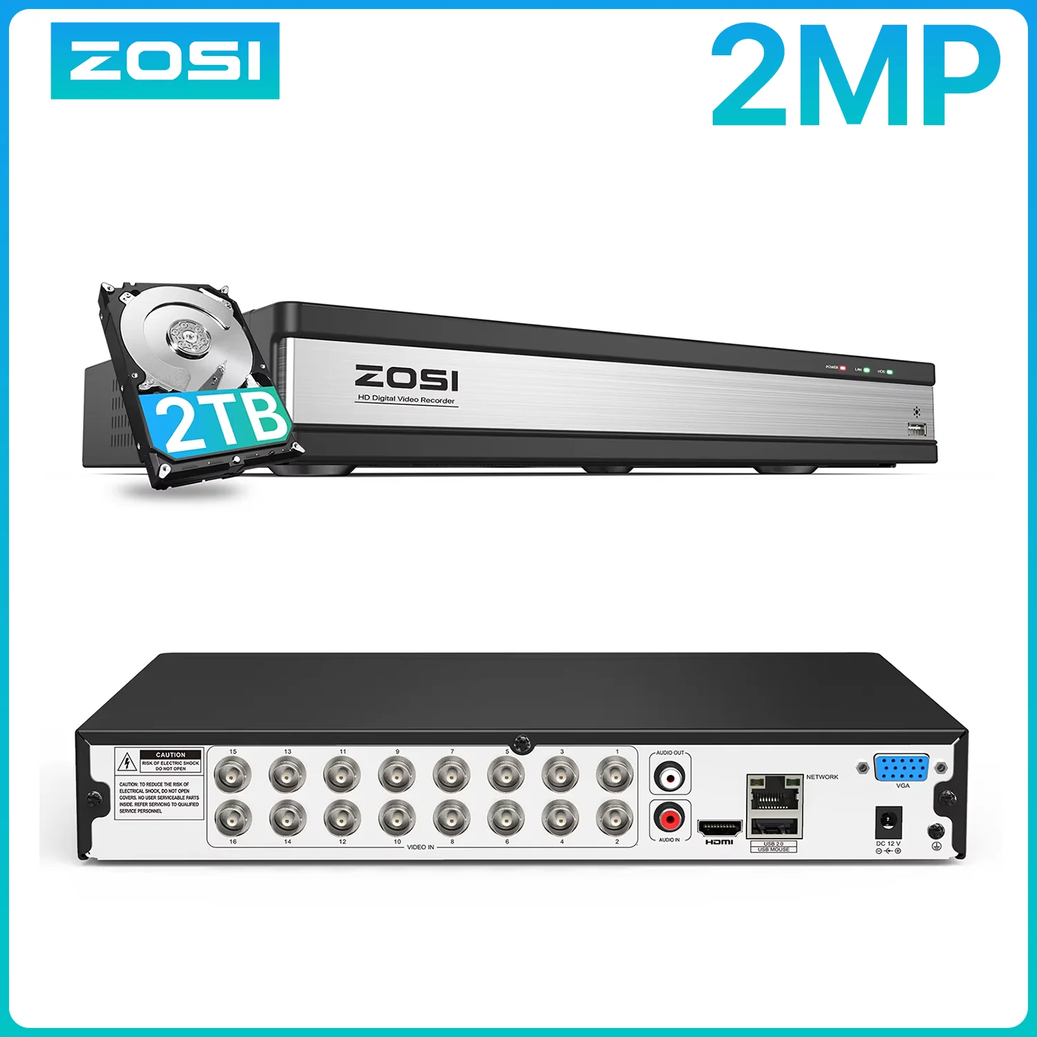 ZOSI 3K Lite H.265+ 16 Channel Video Security DVR Recorder AI Detection 16CH Hybrid 4-in-1 CCTV DVR for Home Surveillance System 1
