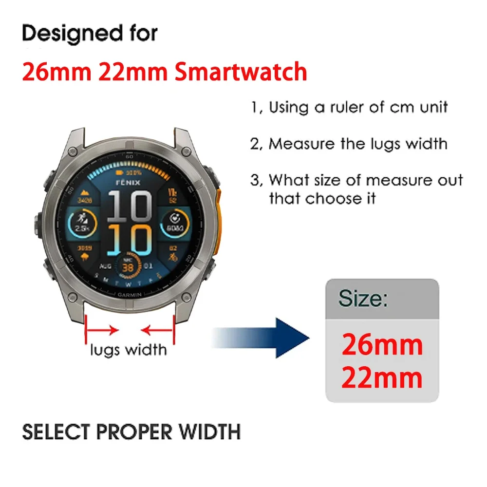Enhanced Silicone QuickFit Sports WatchBand - 22mm/26mm Strap