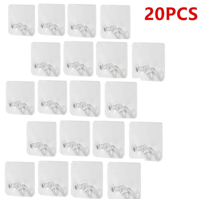 

Universal Transparent Strong Hooks Self Adhesive Door Wall Hangers Hooks Strong Sticky Kitchen Bathroom Storage Hangers