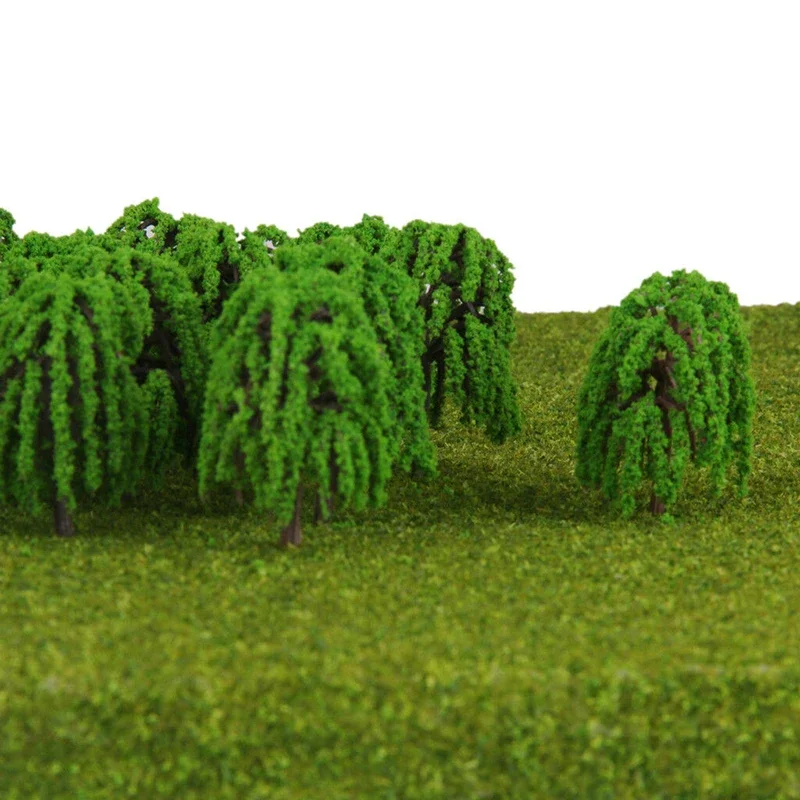 25pcs 5.5cm Willow Trees Model 3D Landscape Decoration Model Trees Train Park Railway Architecture Scenery Landscape Miniature