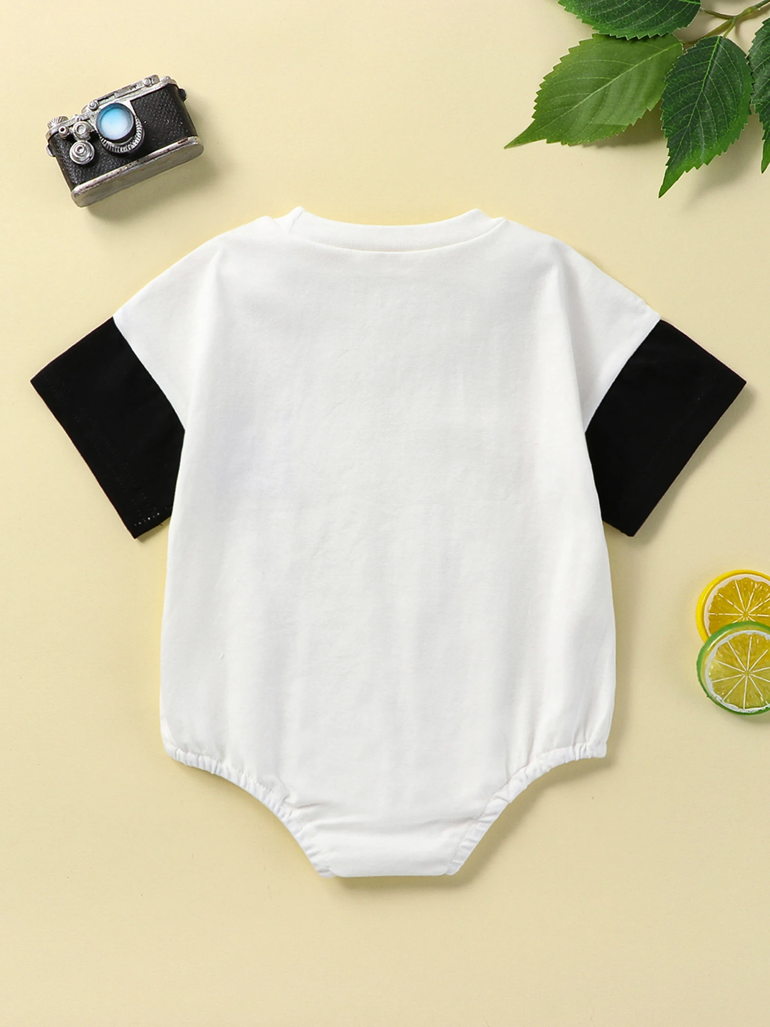 

Bingqiling Baby Girl Boy T-Shirt Romper Unisex Newborn Summer Clothes Letters Print Patchwork Short Sleeves Bodysuit