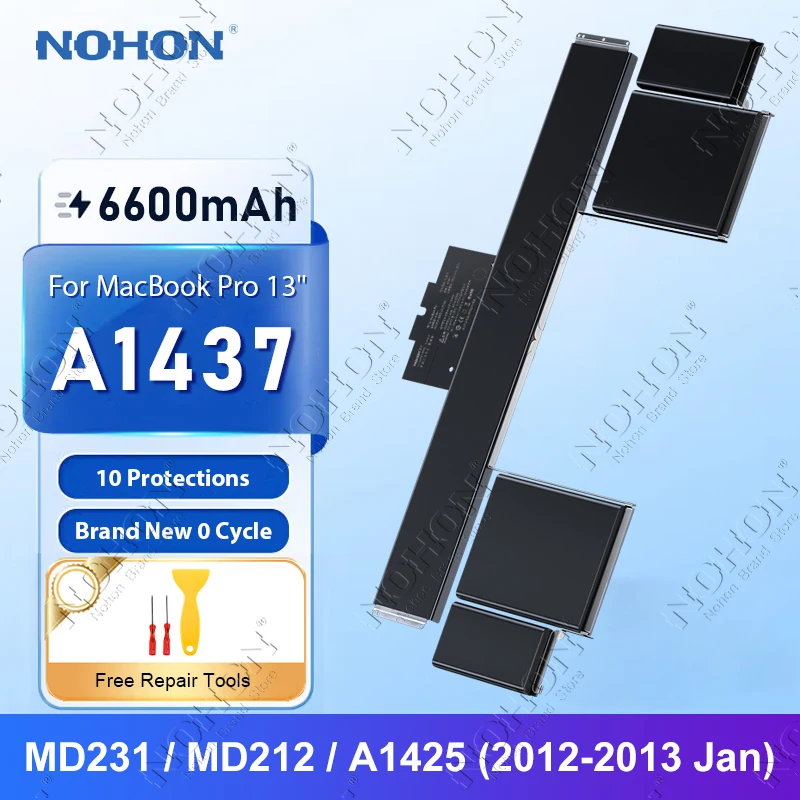 NOHON A1437 Laptop Battery for Macbook Pro 13" MD212 MD231 A1425 (2012-2013) MD101 MD102 MD213 ME662 Notebook Batteries