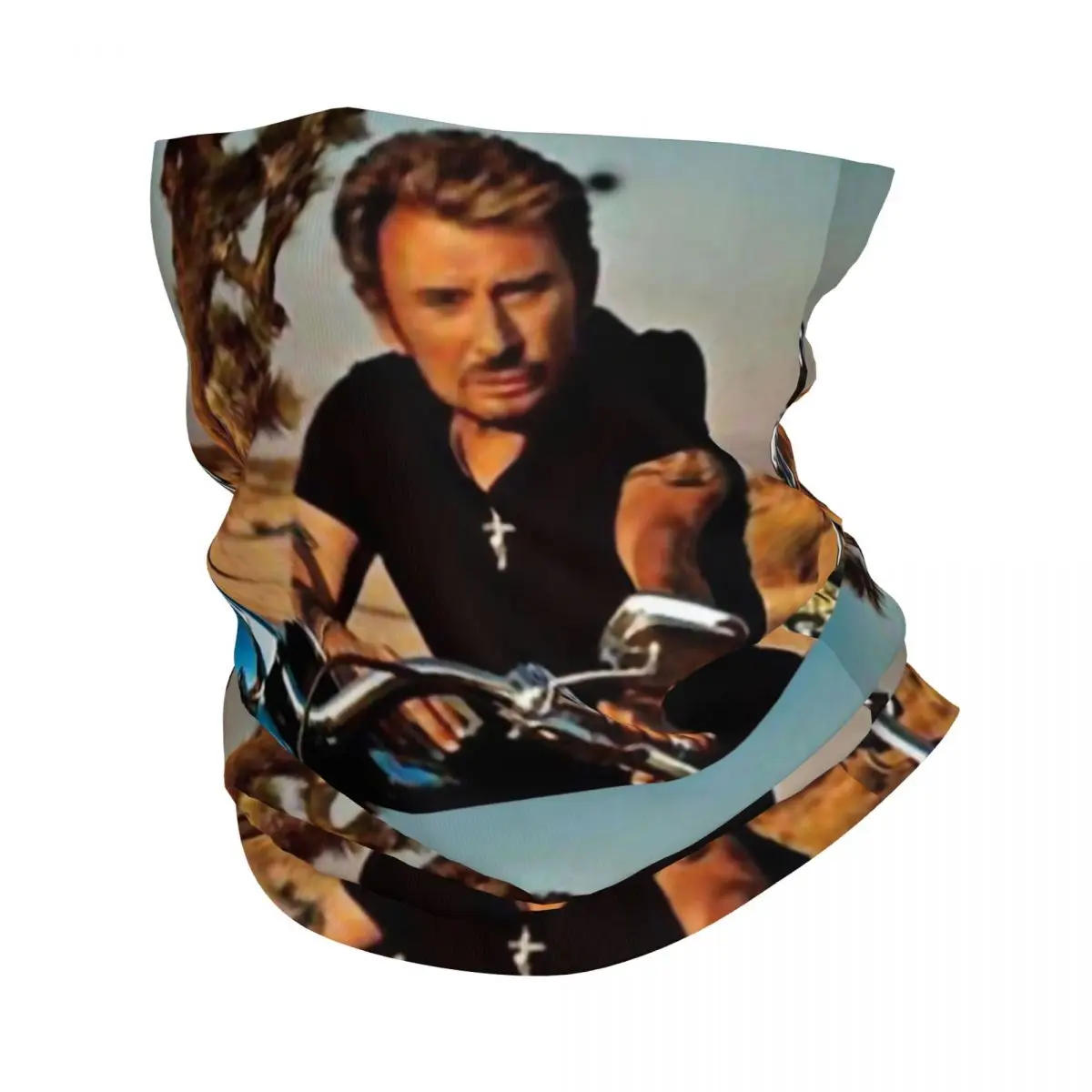 

Johnny Hallyday Bandana Neck Cover Printed Rock Music French Singer Mask Scarf Multifunctional Face Mask Riding Unisex Adult