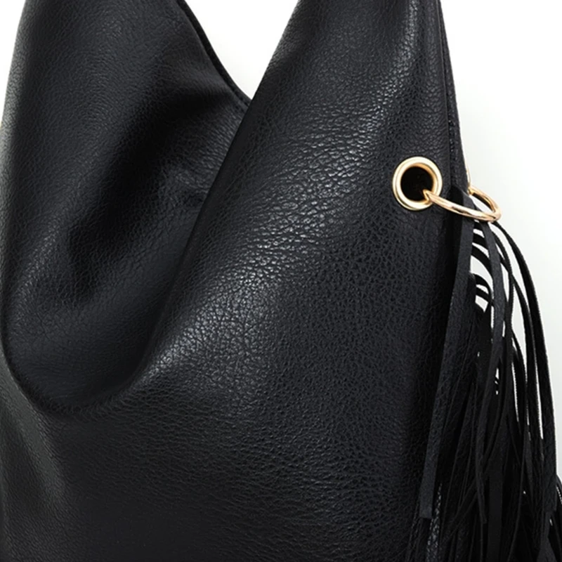 Soft Leather Crossbody Bag Shoulder Bag for Women Girl Versatile Fashion Trendy Bag Rivet Chain Bag Fringe Designed Bag E74B