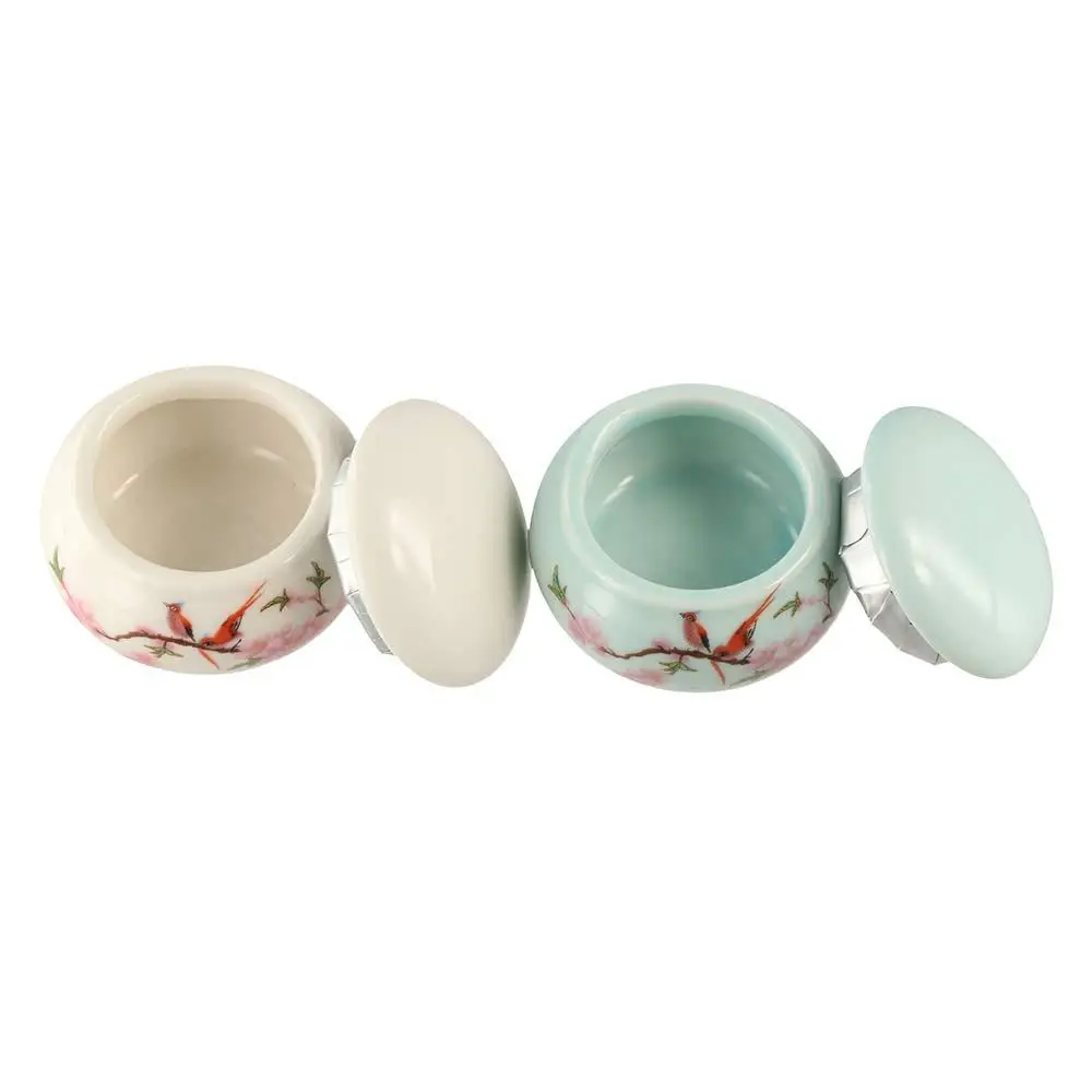 Light Weight Small Glaze Ceramic Jars Mini Portable Nail Cup with Lid Moisture-proof Waterproof Medicine Cans Women