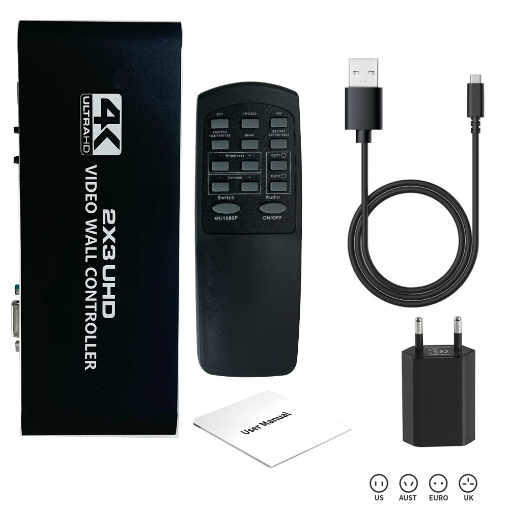 HDMI 비디오 벽 컨트롤러, HDMI 비디오 스크린 스플리터, 벽 스티칭 프로세서, 6 디스플레이, 4K 2X3 HDMI 비디오 프로세서