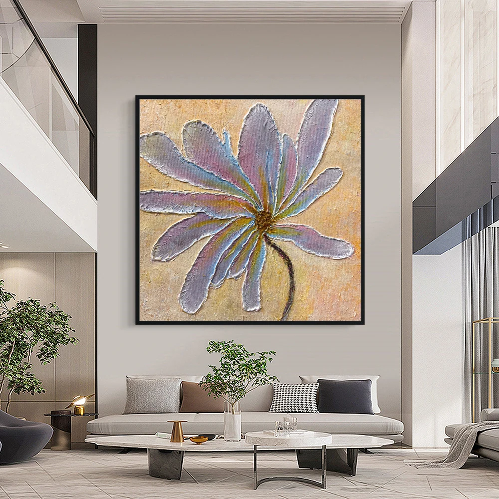 

Hand Painted Oil Painting Floral Art Home Decor Living Room Wall Art Texture Painting Palette knife Art Flower Abstract Painting