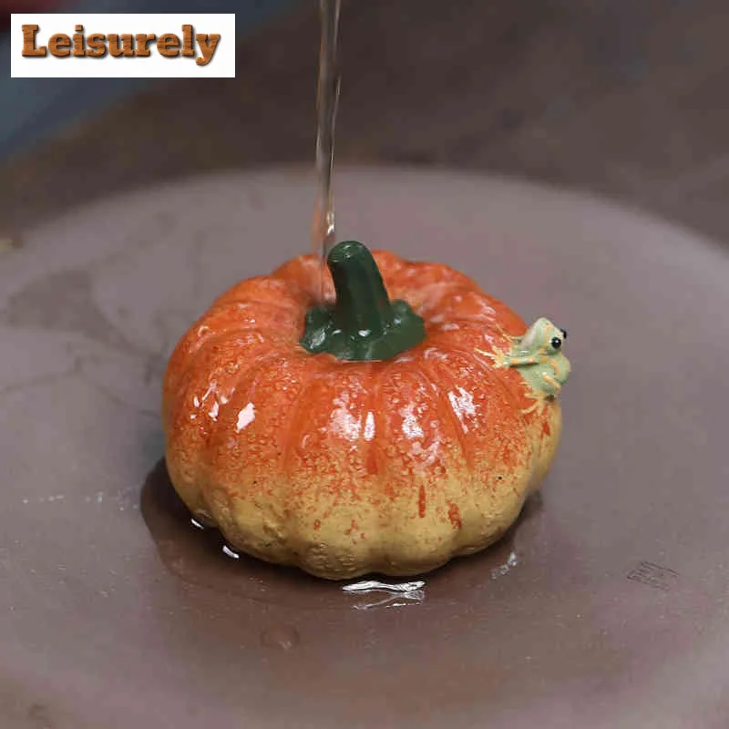 Yixing Purple Clay Water-spraying Frog Pumpkin Tea Pet Ancient Tea Sculpture Tea Figurine Play Toys Tea Statue Ornaments Craft