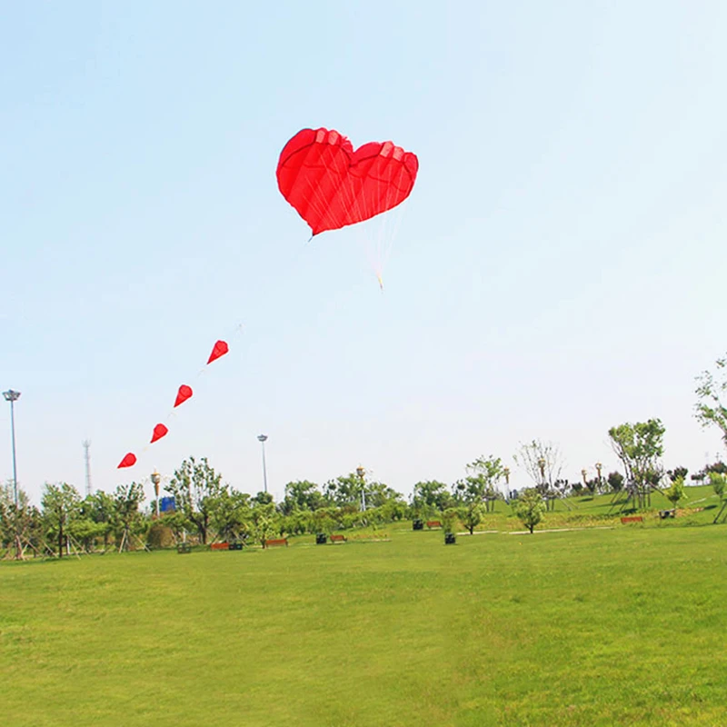 free shipping 5m love heart soft kite fly nylon fabric kite weifang big kite wheel walk in sky outdoor toys for adults windsock 3