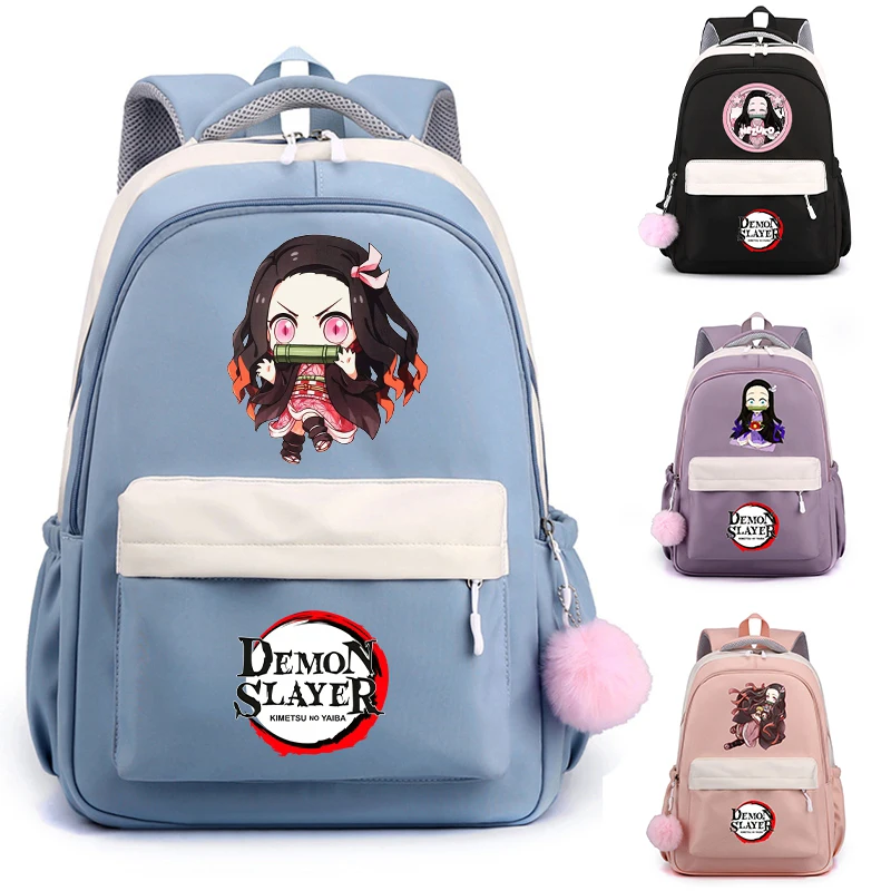 

Школьный ранец для мальчиков и девочек с демоном, рюкзак для учеников, Подростковая Женская Аниме дорожная сумка