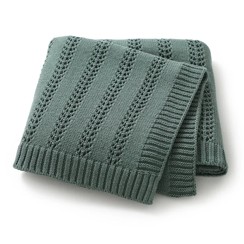 Newborn Baby Blanket Cotton Knit Infant Girl Boy Bedding Quilt 90*70CM Fashion Solid Toddler Stroller Swaddling Super Soft Plaid 1