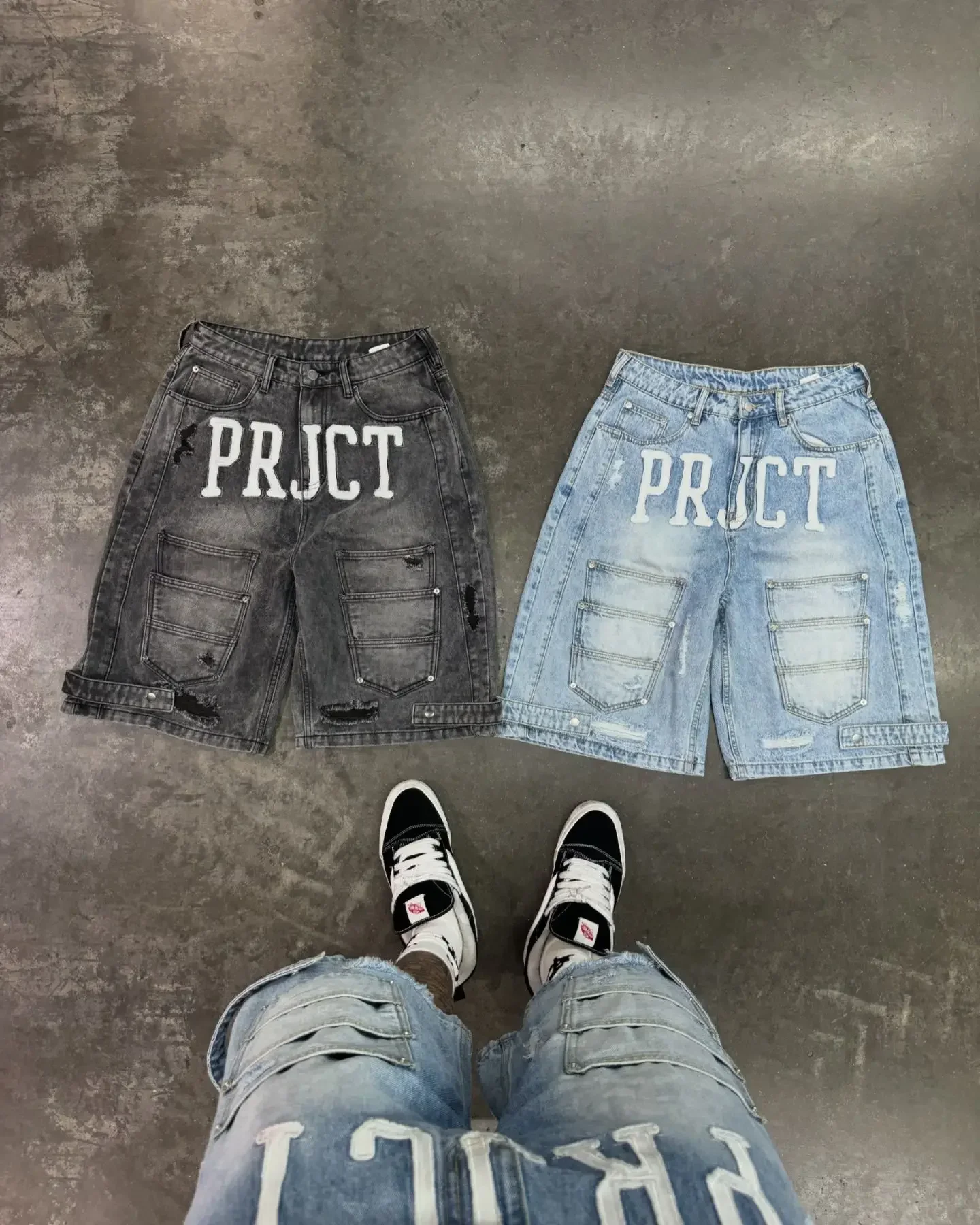 Denim Shorts Summer Jeans Shorts Street American classic multi-pocket loose denim shorts ins punk high waist washed simple denim straight mid-length pants y2k