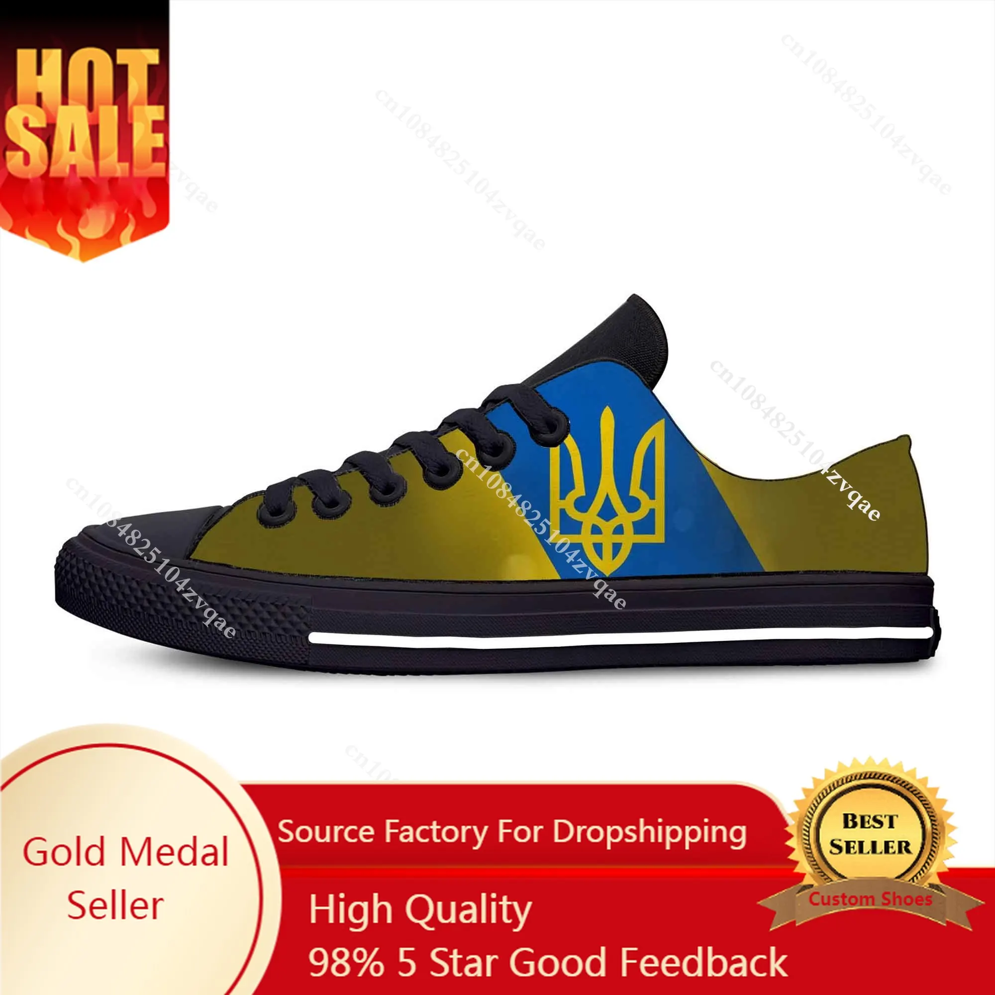 

Hot Ukraine Ukrainian Flag Patriotic Pride Fashion Casual Cloth Shoes Low Top Comfortable Breathable 3D Print Men Women Sneakers