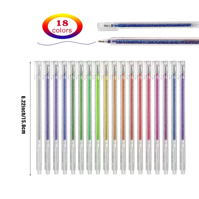 24Pcs/Set Glitter Gel Pens 24 Colors Dual Metallic Ink Sparkle Pens 1mm  Liquid Glitter Iridescent Gel Pen for Coloring Books - AliExpress