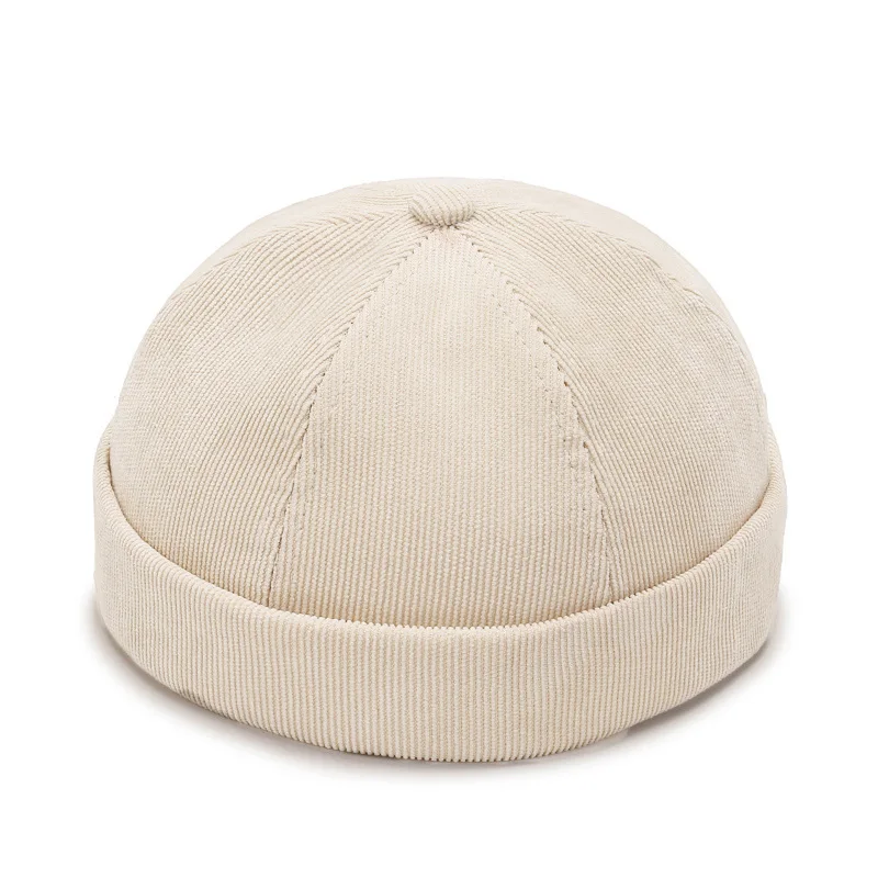 Vintage-Style Unisex Brimless Beanie Hat - Solid Color, Lightweight & Portable