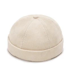 Vintage - Style Unisex Brimless Beanie Hat - Solid Color, Lightweight & Portable (Khaki)
