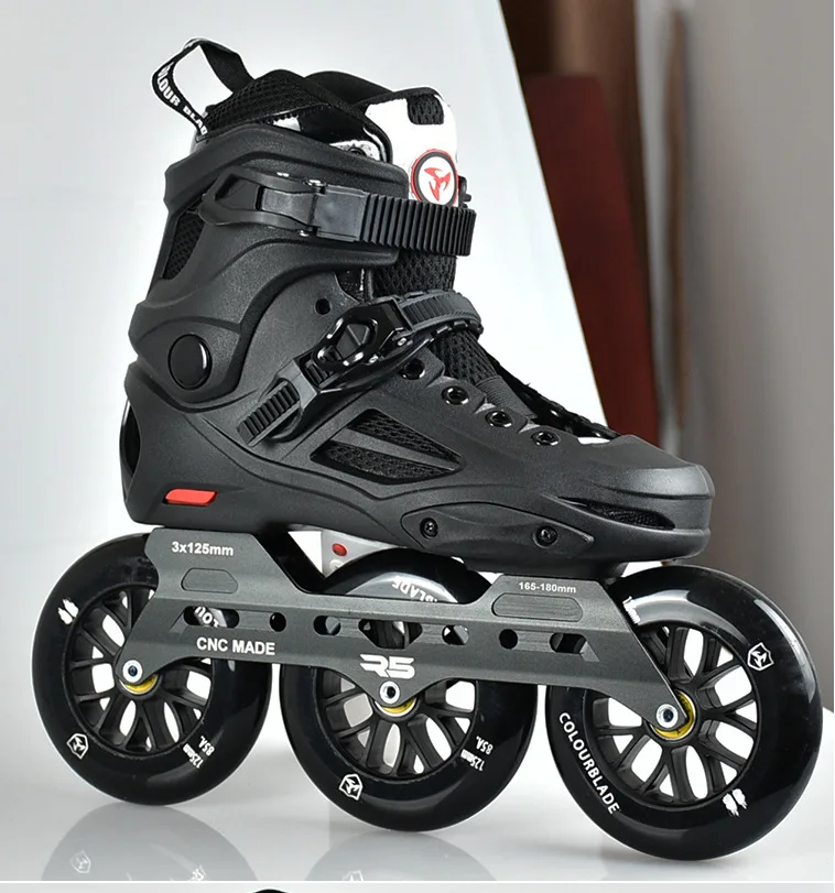 Professional Racing 125mm Big Wheel Speed Skates Adult Roller Skates Slalom Shoes With Three Wheels Adult Speed