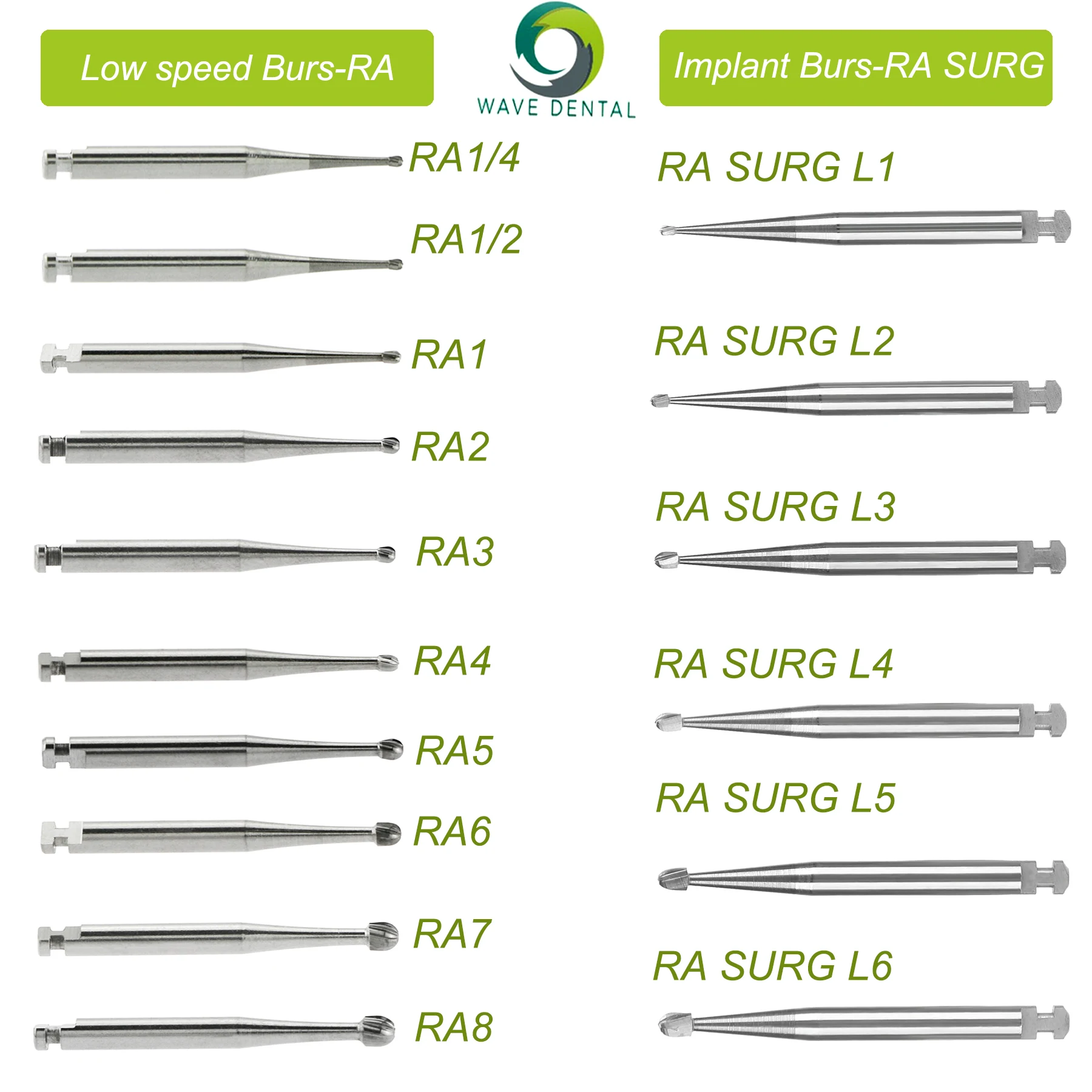 

PRIMA WAVE Dental Tungsten Carbide Bur RA SURG L Series Dentistry Drill Round Head Low Speed Strawberries And Implant Burs