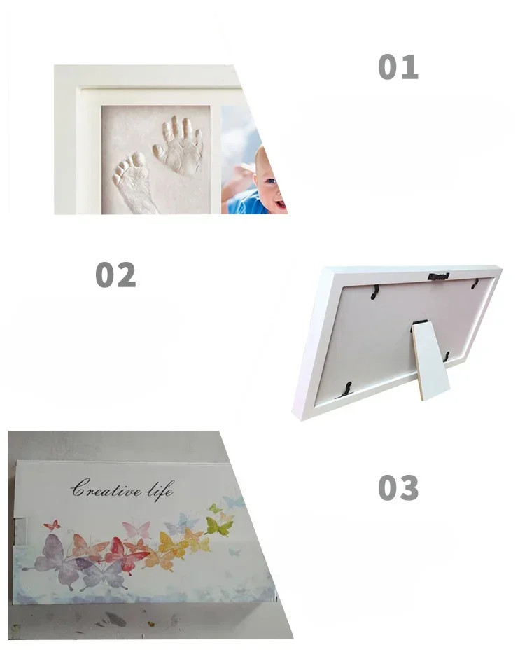 With 'Crazy Commemorative Album Wooden Photo Frame Newborn Handprint Commemorative Gift Handprint Clay Photo Frame