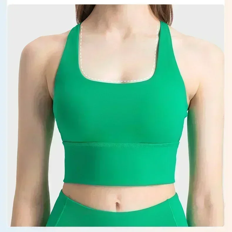 Lemon Energy Longline Bra Criss Cross Back Fitness Sport Tops Sweat-wicking Medium Support Workout Yoga Bra Integrated Chest Pad 3
