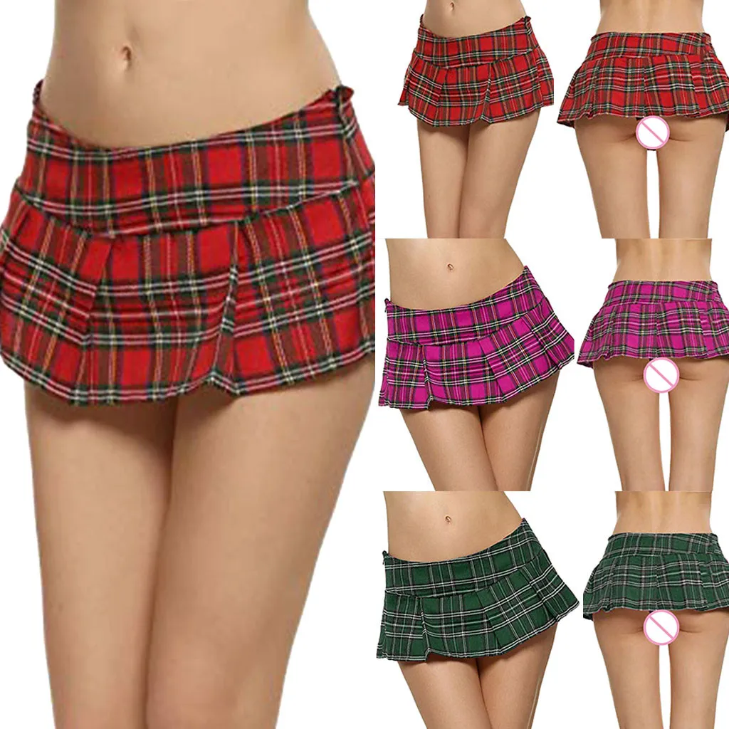 Ultra Short Jk Skirt Mini Summer Plaid Skirt Low Waisted Sexy Club Wear Side Fork Girls Half Length Skirt Fashion Pleated Skirt 5