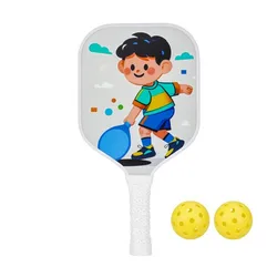 Colorful Durable Children's Pickleball Set - Non - Slip Grip Rackets with 2 Balls (Set 1)