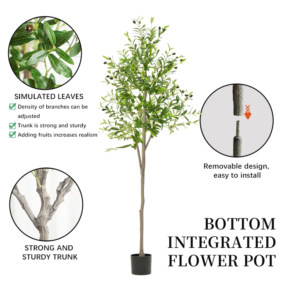 Artificial Plants Artificial Decorative Plants Olive Tree Room Decoration 6 FT Olive Tree With Fruit For Home Garden Decor - 5