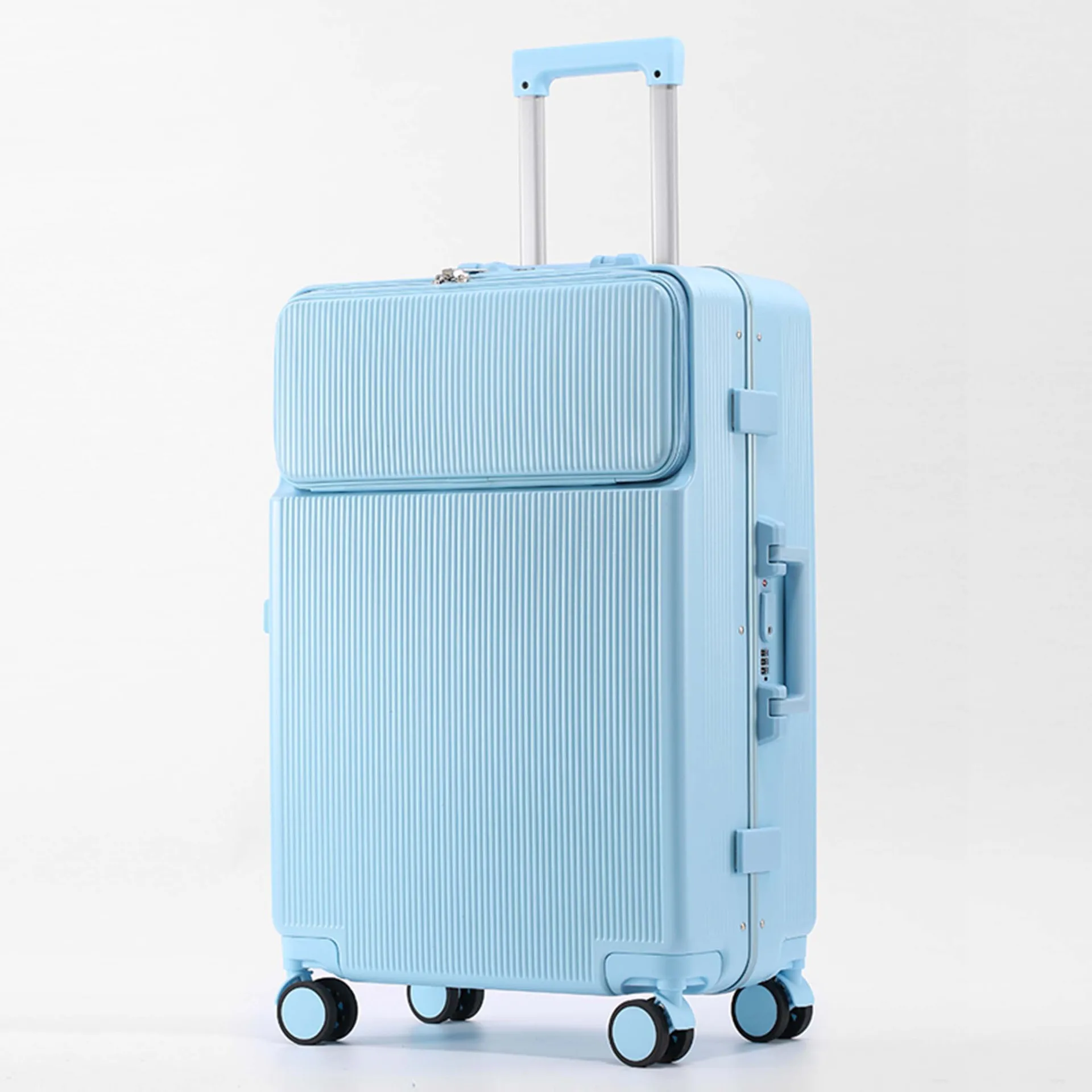 PLUENLI Trolley Case Luggage Universal Wheel Front Open Cover
