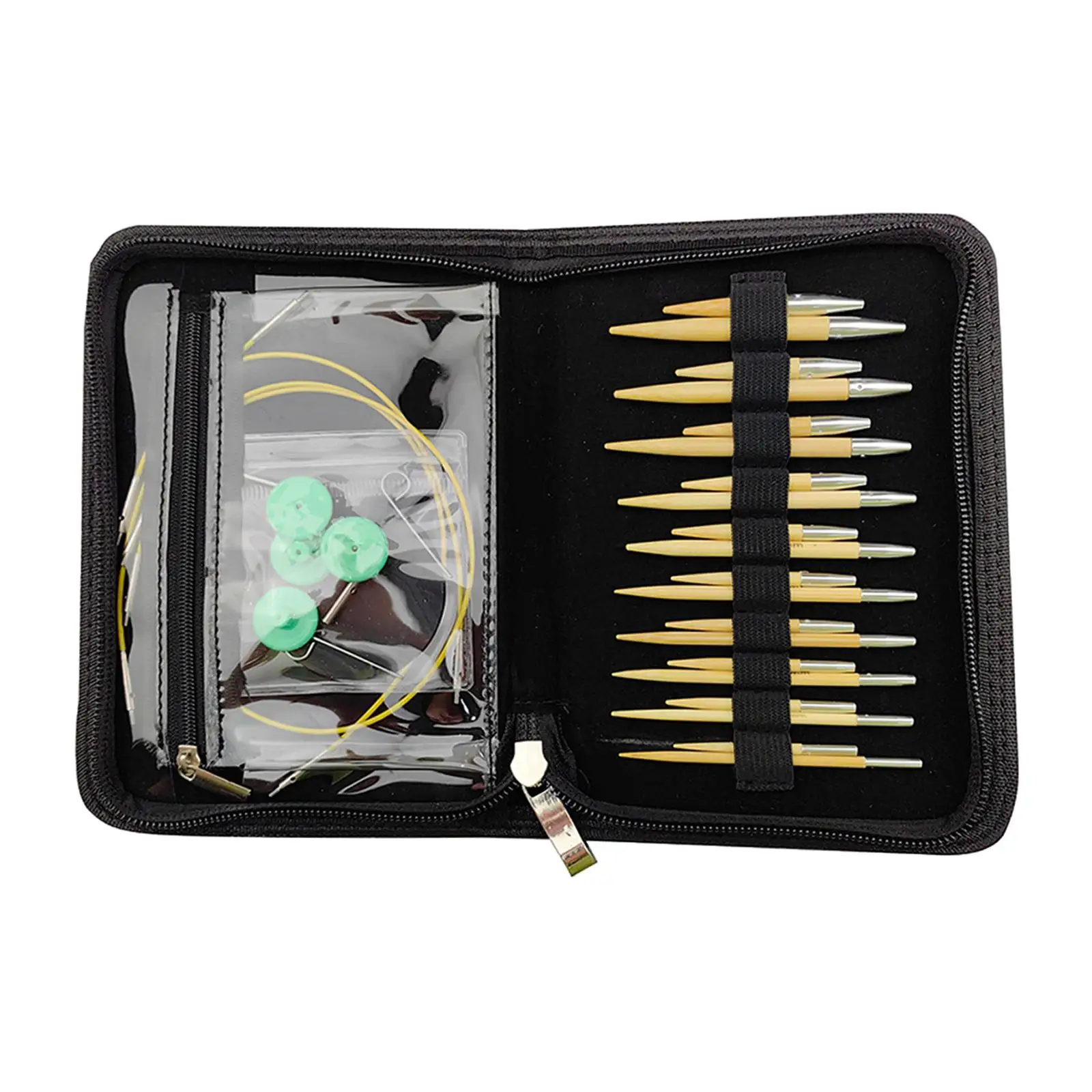 

Набор круглых вязальных спиц, эластичный набор с сумкой, простое в использовании практичное ремесло, 1 комплект для рукавов, свитеров, вязаных шарфов для начинающих