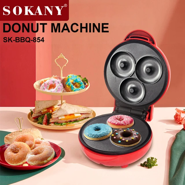 Mini Donut Maker for Kids Breakfast Waffle Sandwich and More Snacks,  Portable Electric Donut Maker Machine with Non stick Surface for 7  Doughnuts