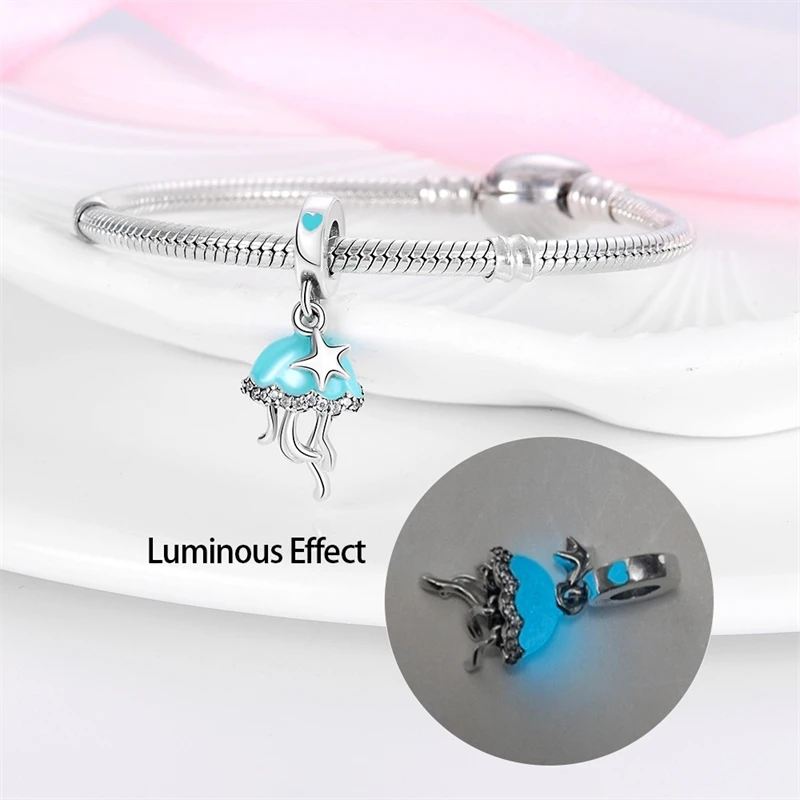 3MM Snake Bone Bracelet Silver Ocean Series Luminous Turtle Charm DIY Beads Women Jewelry Birthday Gift