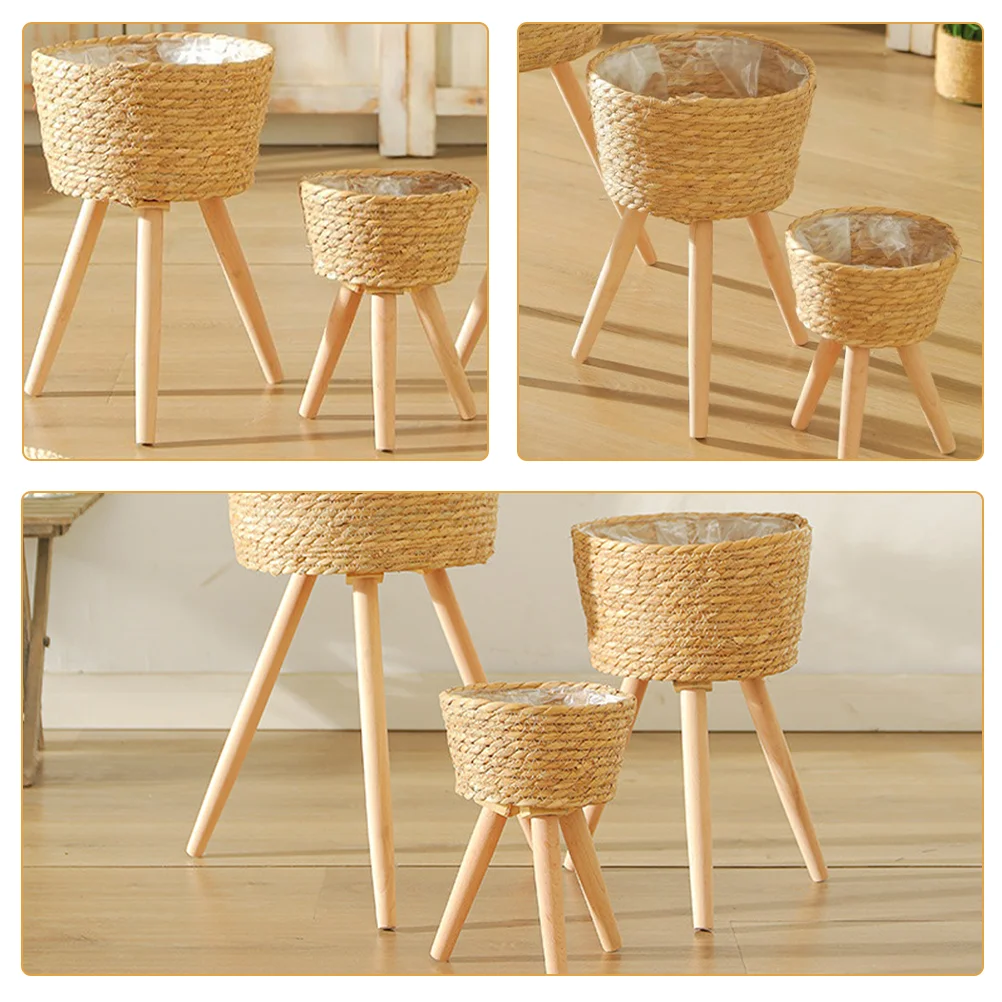 

Floor Planter Stand Hamper Wood Basket Bonsai Shelf Indoor Flowerpot Pots Wooden Potted