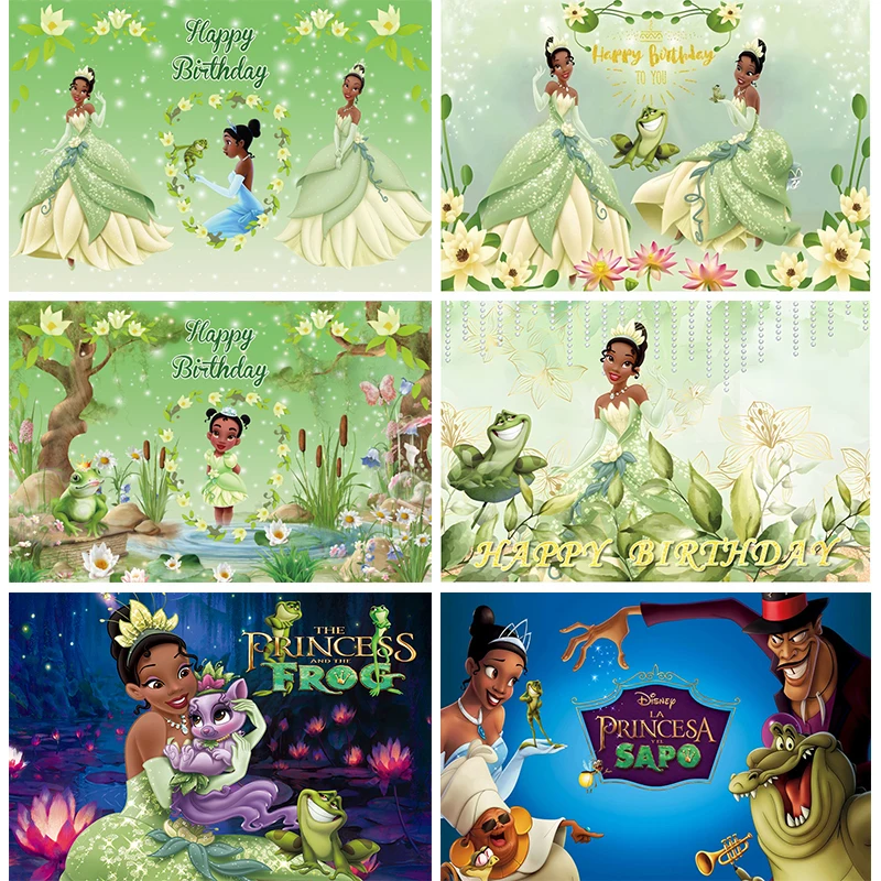Princess And The Frog Baby Shower Sfondo Tiana Birthday Party Decorations Banner Green Forest Pond Lotus Flower Background