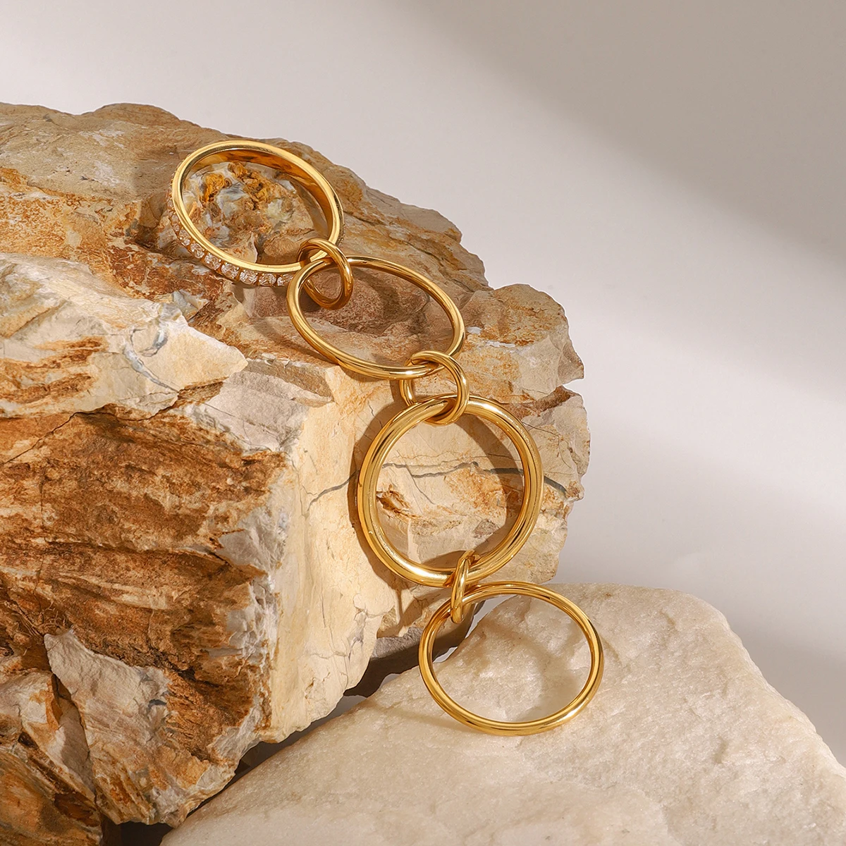 Finger rings fashion rings zircon rings fashion ring stainless steel rings metal rings gold rings youthway gold plated stainless steel four-layer white zircon ring