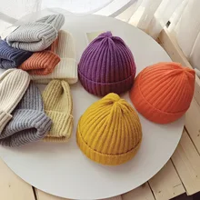 Winter Autumn New Baby Hat Solid Color Soft Warm Knitting Hats for 0-3 Years Boy Girl Children Beanies Bonnet Toddler Cap
