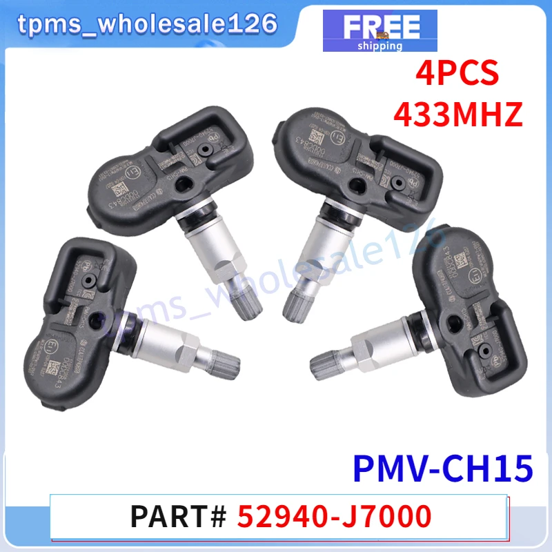 

52940-J7000 PMV-CH15 Car Tire Pressure Monitoring System Sensor 4PCS For 2019-2020 Kia Forte Ceed (CD) K3 TPMS 433MHZ 52940J7000