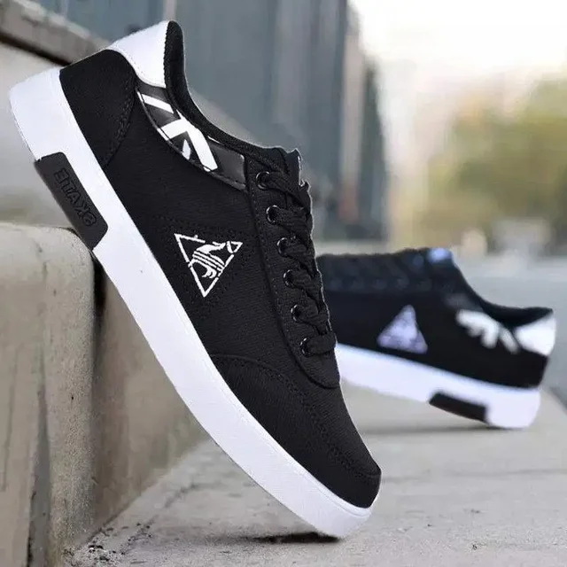 Men's Casual Canvas Shoes Spring Autumn Trendy Breathable Single Shoes Korean Style Flat Bottom Lace-Up Ankle-Length Sneakers