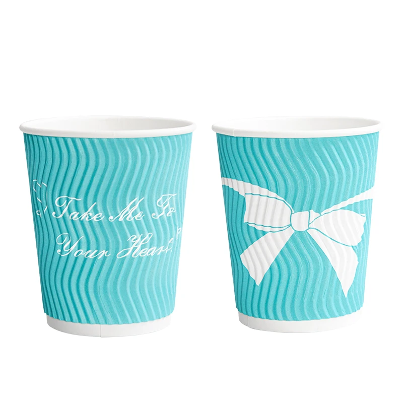 Tasse de café jetable bleue, 50 pièces, haute qualité, pour anniversaire,  mariage, emballage, thé au lait, gobelet en papier 280ml - AliExpress