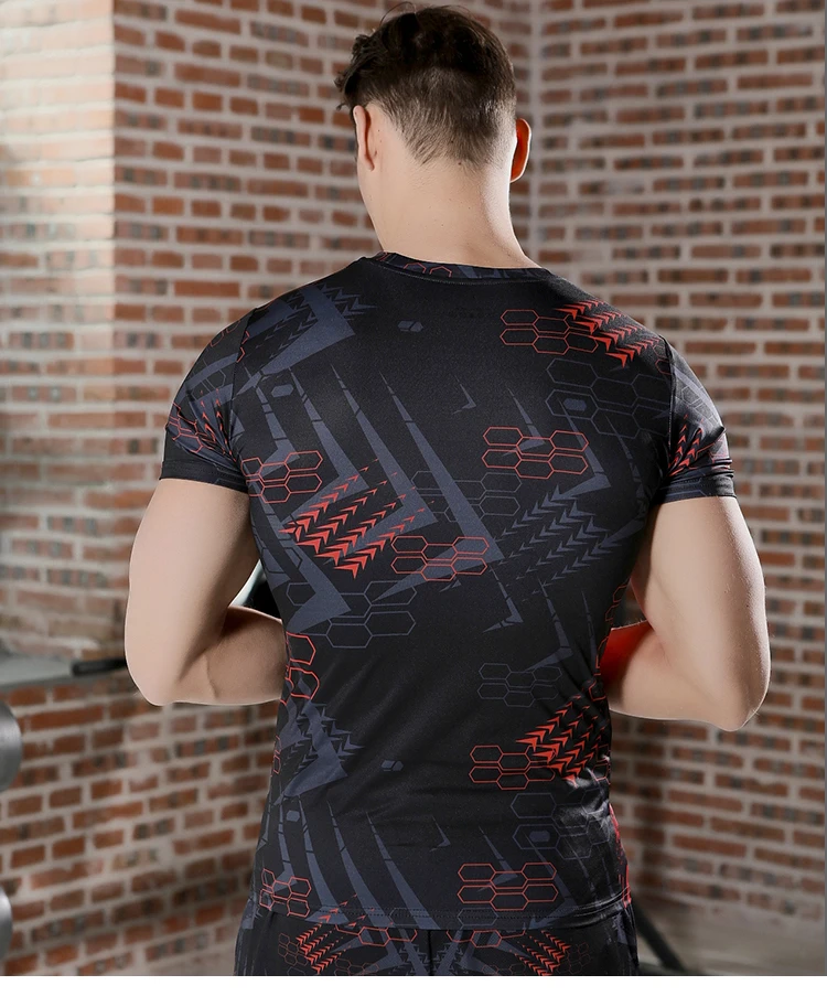 Hochleistungs-Kompressions-T-Shirt mit Eagle-Motiv, schnell trocknendes Material für das Sporttraining – Detail 10