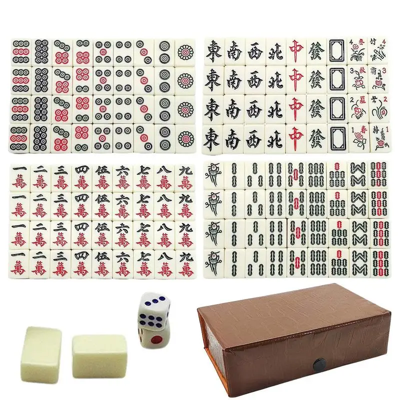 

Chinese Mahjong Game Set Mini Complete Majiang Set With 144 Tiles Traveler Size Majiang With Storage Reserve Mahjong Tiles Dice