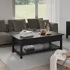 Lift top coffee table with hidden compartment and open shelf, pop-up tabletop for living room 5