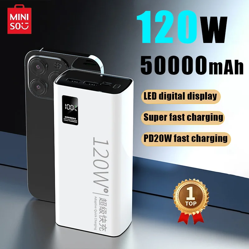 Miniso 120W Power Bank 50000Mah Ad Alta Capacità Ricarica Super Veloce Power Bank Portatile Per Iphone Huawei Samsung Batteria Esterna
