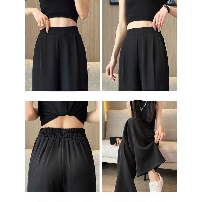 2023 New Spring and Autumn Large Size Suit Pants Women High Waist Wide Leg Casual Straight Wide Leg Pants Women