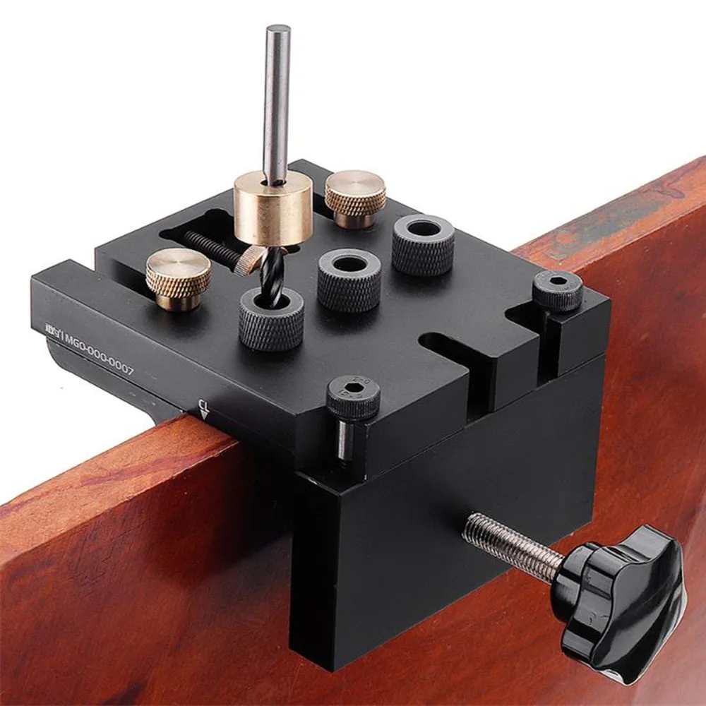 

3 In 1 Punch Positioner Dowelling Jig 6/8/10/15mm Drilling for Furniture Fast Connecting Woodworking Drill Guide Kit