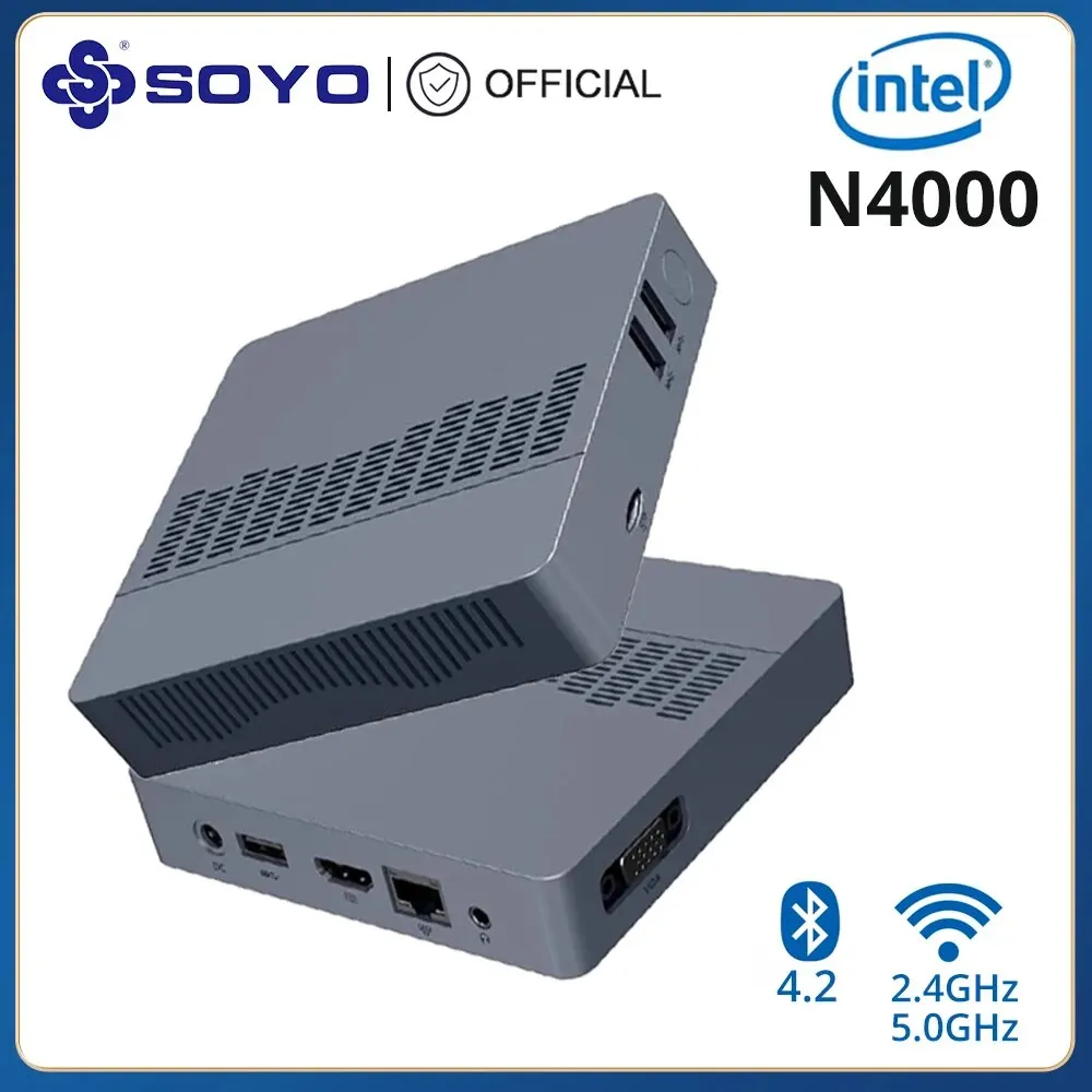 SOYO M2 에어 미니 PC, 강력한 6GB RAM, 128GB EMMC, 인텔 N4000, 윈도우 11 프로 컴팩트, 가정, 비즈니스 및 게임용으로 이상적