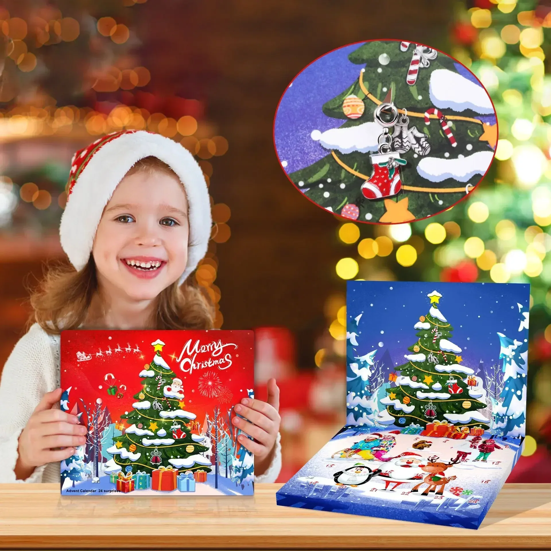 Christmas Advent Calender Gift Box 2025 Creative DIY Snowman Santa Claus Bracelet Countdown Calendar Box for Girls New Year Gift - Image 3